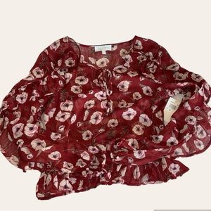 Love & Piece Sheer Floral Blouse Size Small